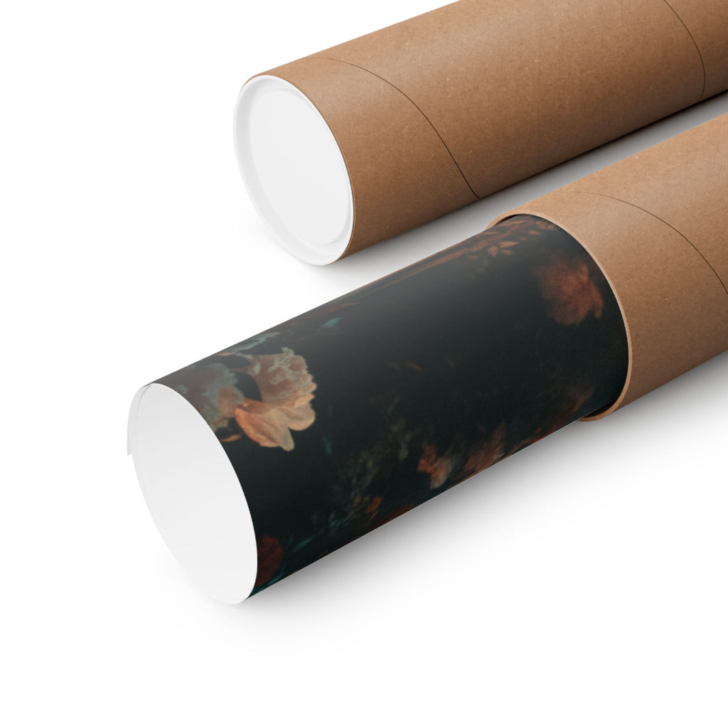 Kneeling Figure in Dark Rose Garden Moody Poster