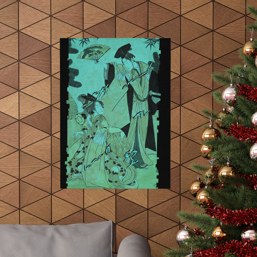 Glitch Culture — Young Lady With Drum And Man With Fan Saluting Her — Matte Poster