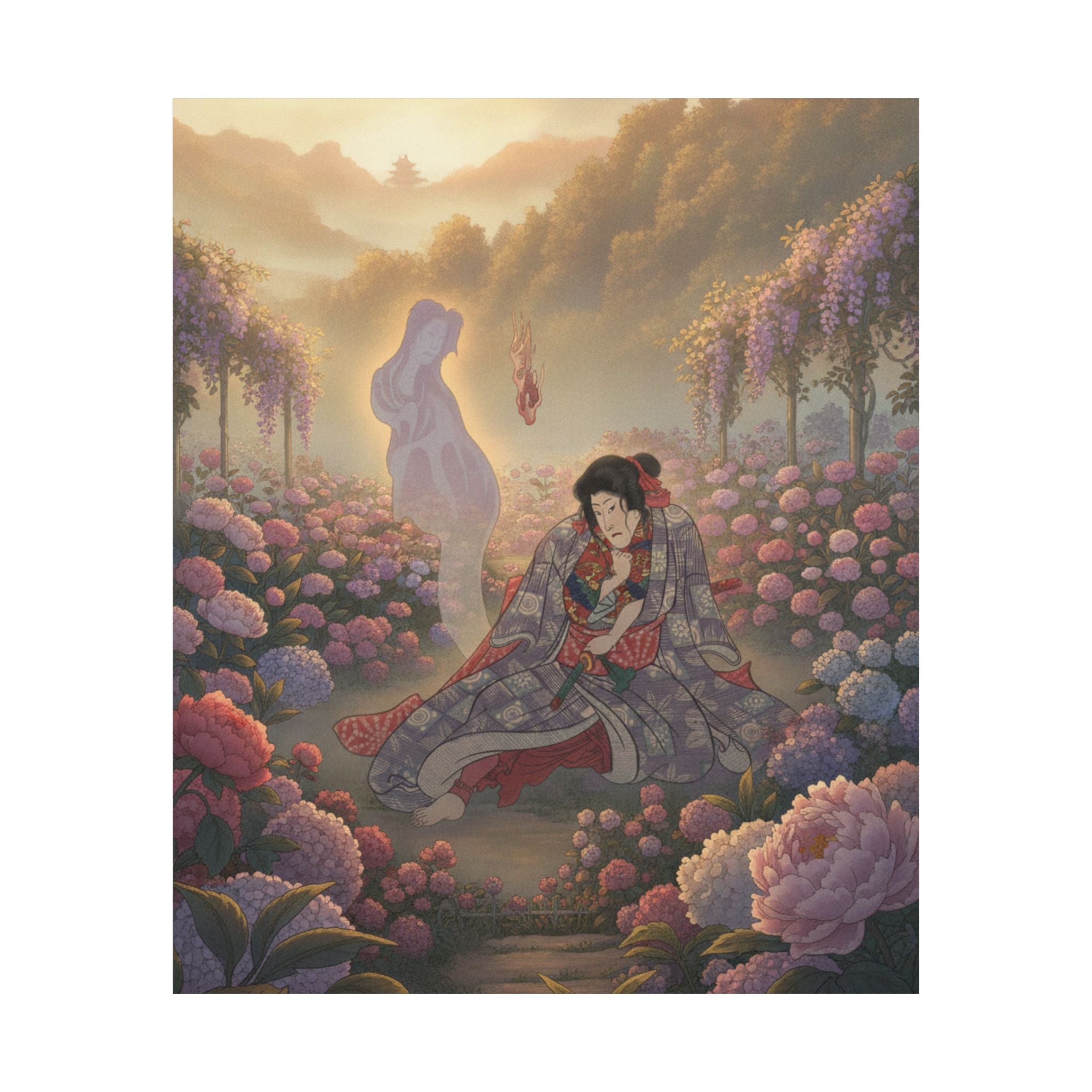 Scenic Nature — Toriyama Akinari Terutada With Ghost; (The Lavender Chapter) — Matte Poster