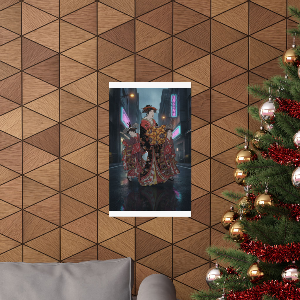 Fast Furious — An Oiran Accompanied By Two Kamuro — Matte Poster