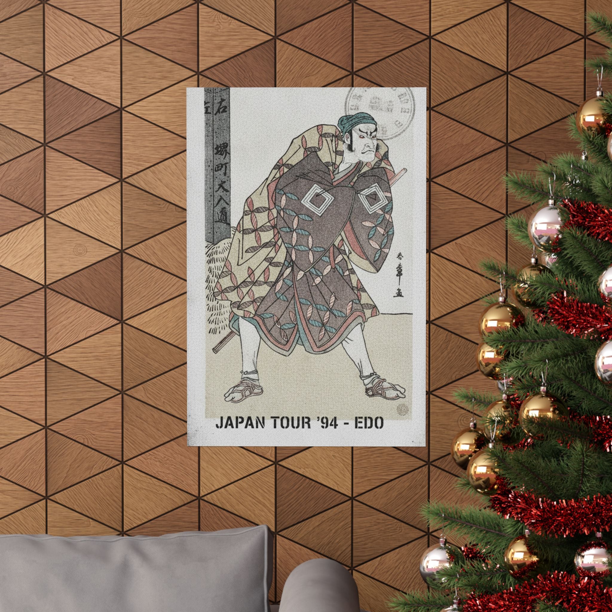 Vintage Bootleg — The Fifth Ichikawa Danjuro As A Kago Bearer Standing Near A Mile Post — Matte Poster