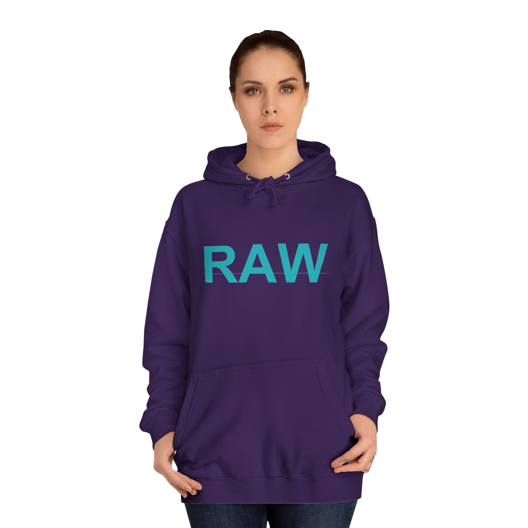 RAW Teal Capital Letter Minimalist Statement Hoodie