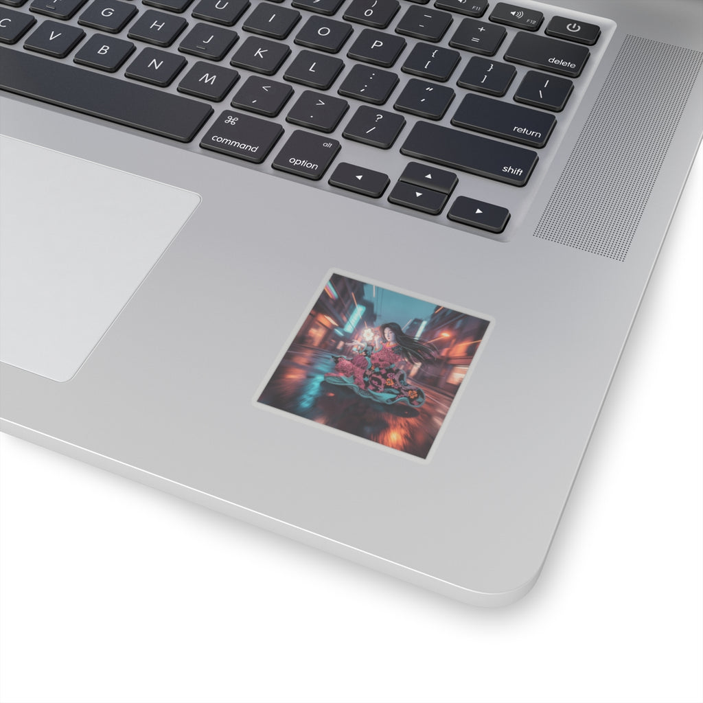 Fast Furious — Woman Playing The Tsuzumi — Kiss-Cut Sticker
