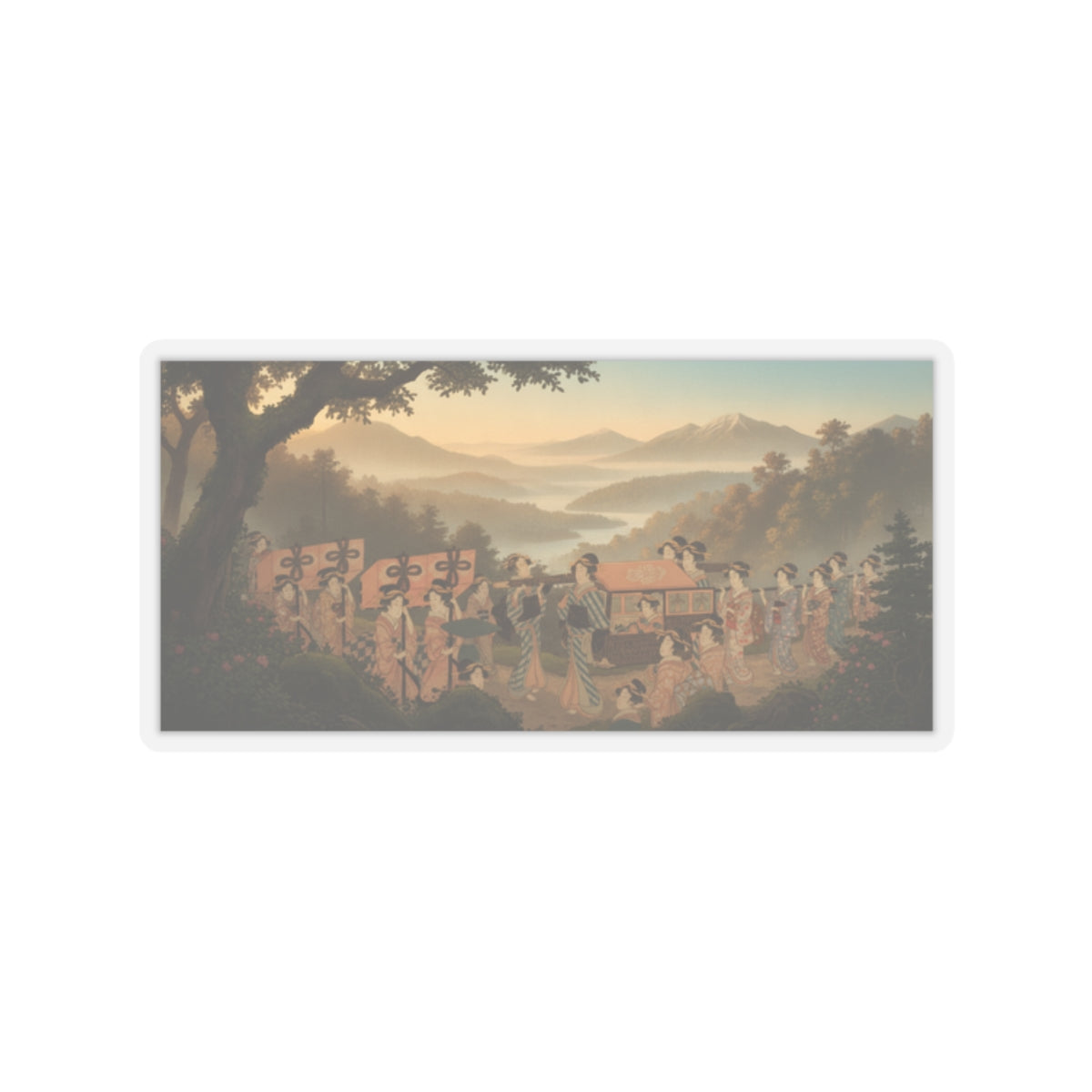 Scenic Nature — Promenade Of Famous Beauty Escorted By Many Female Attendants — Kiss-Cut Sticker