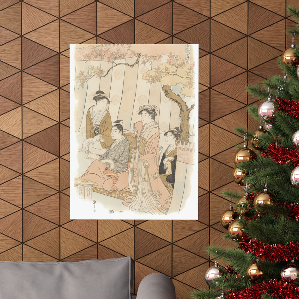 Watercolor — Prince Genji And Three Young Women — Matte Poster