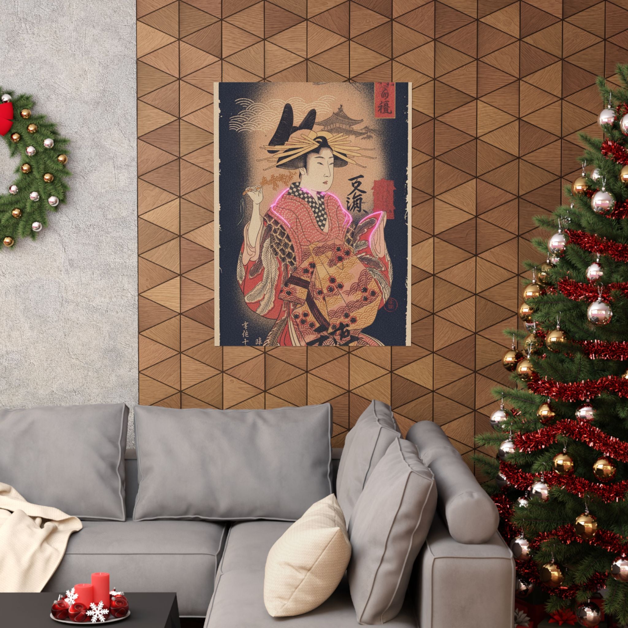 Japanese Street — Courtesan With Branch Of Seri — Matte Poster
