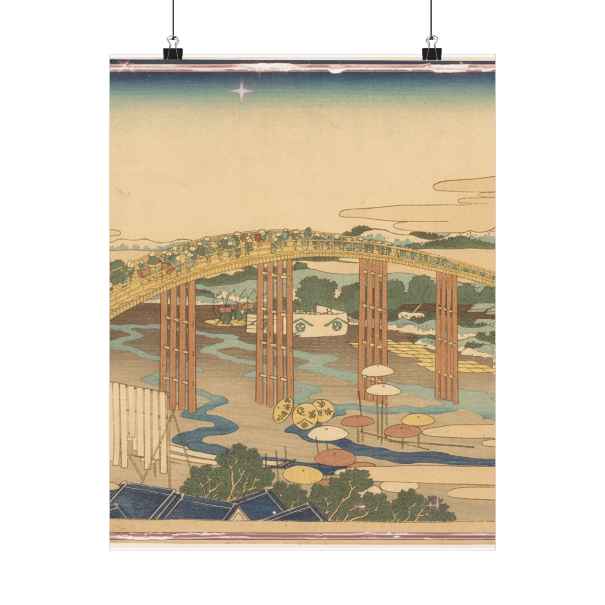 Scenic Nature — Yahagi Bridge At Okazaki On The Tōkaidō (Tōkaidō Okazaki Yahagi No Hashi), From  — Matte Poster