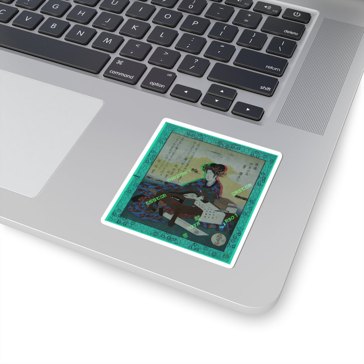 Glitch Culture — Chinese Lady Seated At A Table, Composing An Ode — Kiss-Cut Sticker