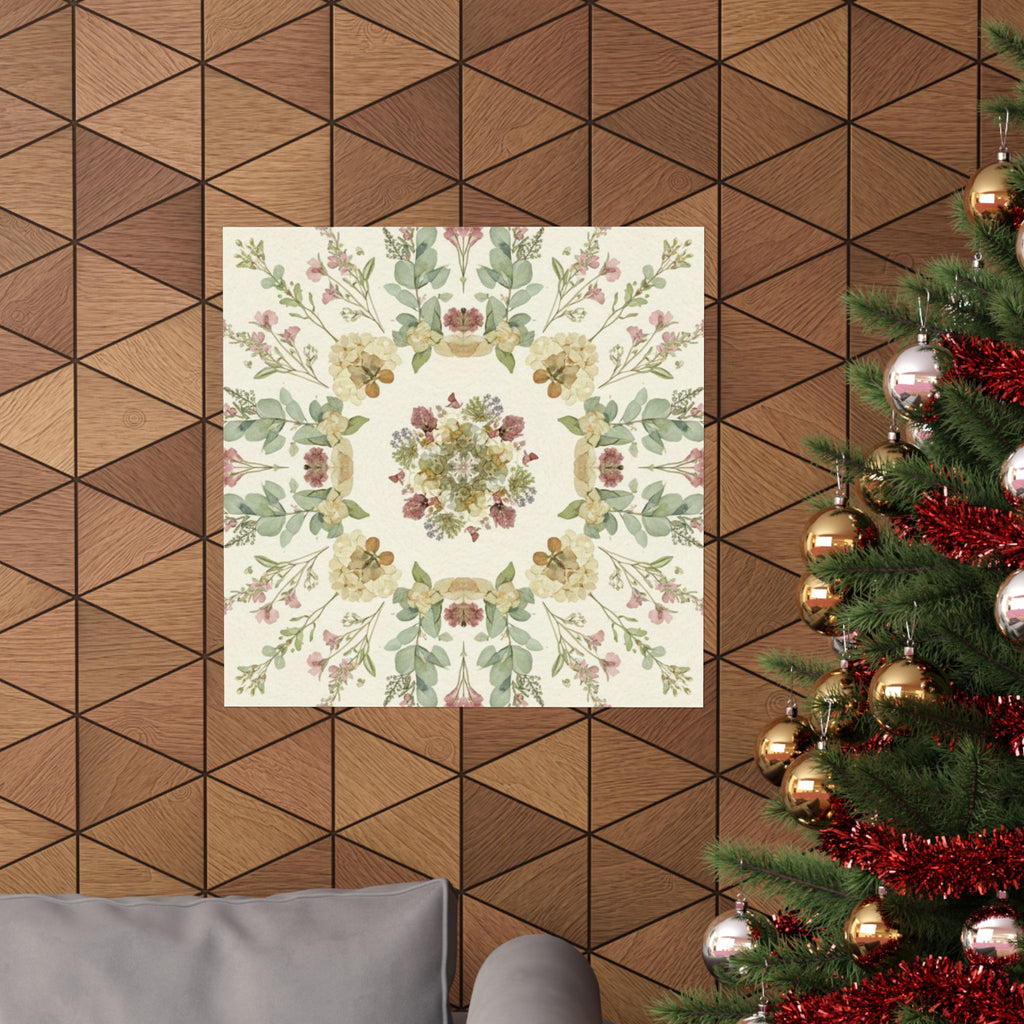 Pressed Wildflower Symmetry Cottagecore Botanical Poster