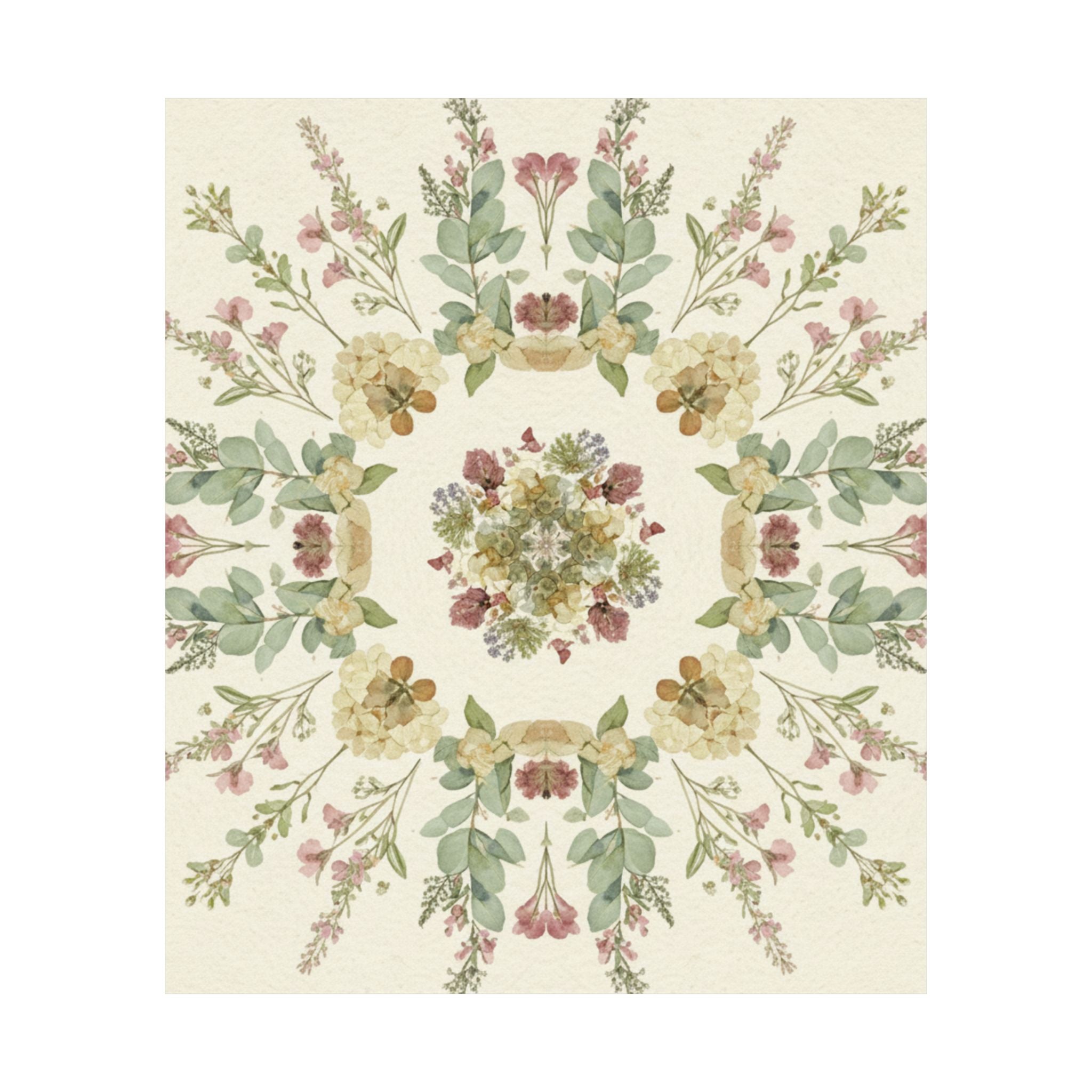 Pressed Wildflower Symmetry Cottagecore Botanical Poster