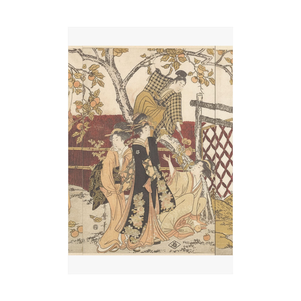 Botanical — Picking Persimmons (Kaki-Mogi) — Matte Poster