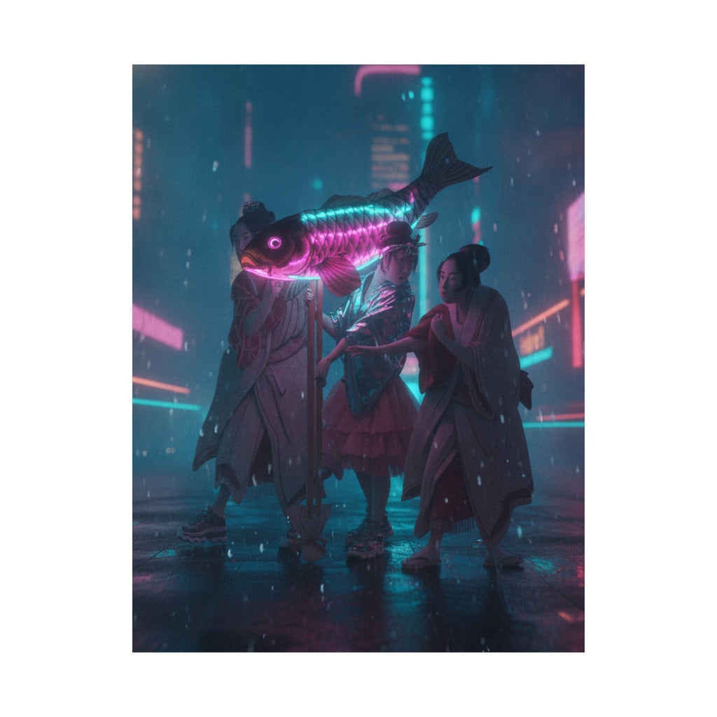 Neon Noir — Lantern Float — Matte Poster