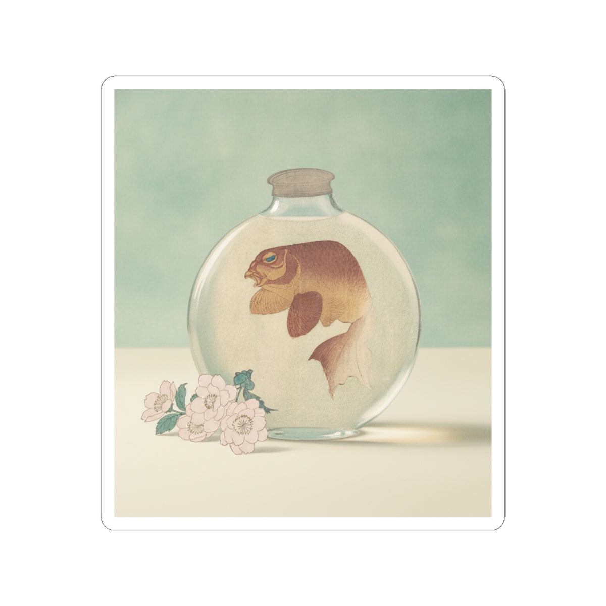 Product Marketing — Gold-Fish In A Glass Bottle — Kiss-Cut Sticker