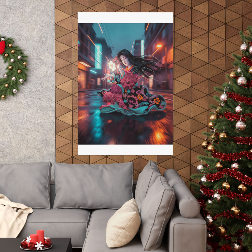Fast Furious — Woman Playing The Tsuzumi — Matte Poster