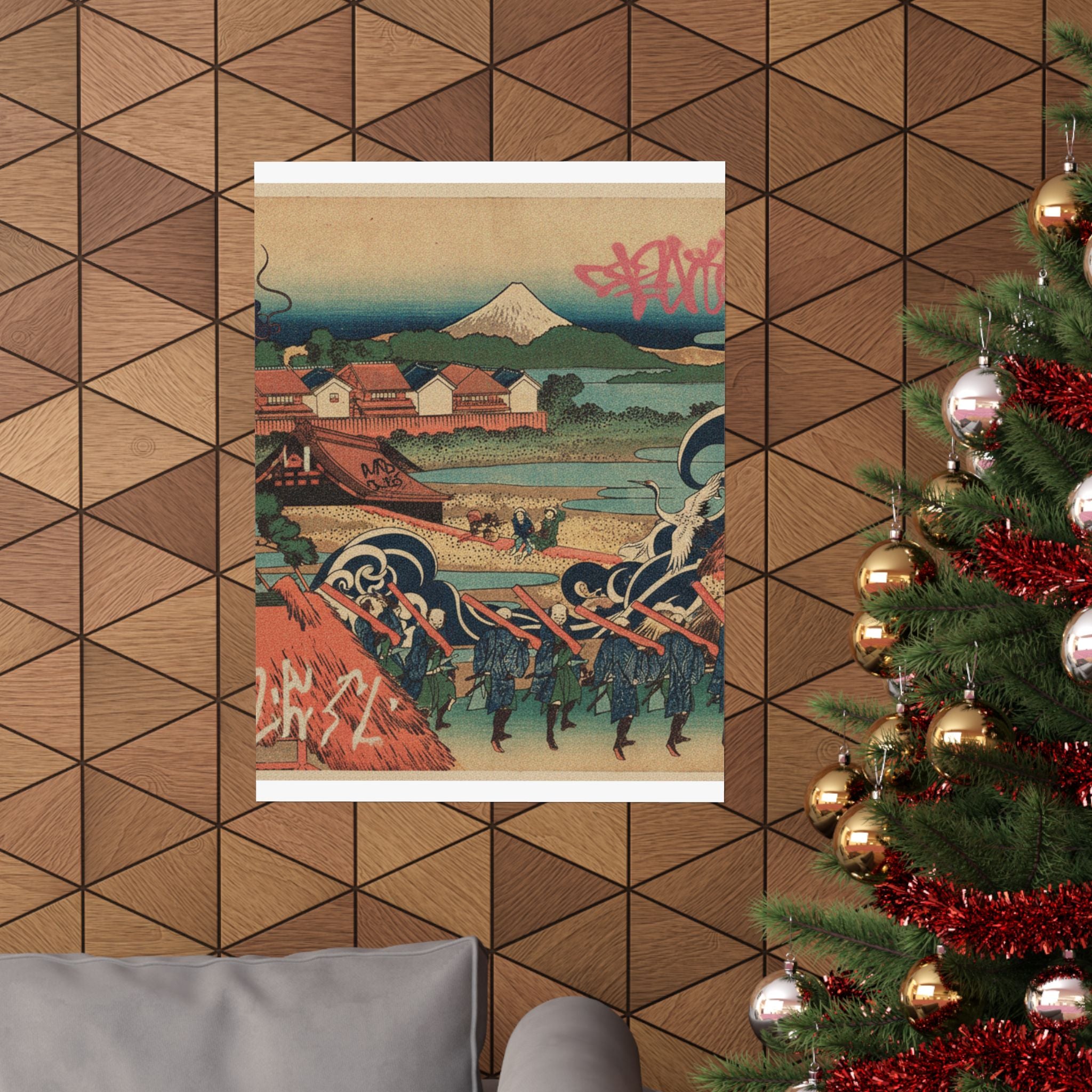 Japanese Street — Fuji Seen In The Distance From Senju Pleasure Quarter (Senju Kagai Yori Chōbō No — Matte Poster