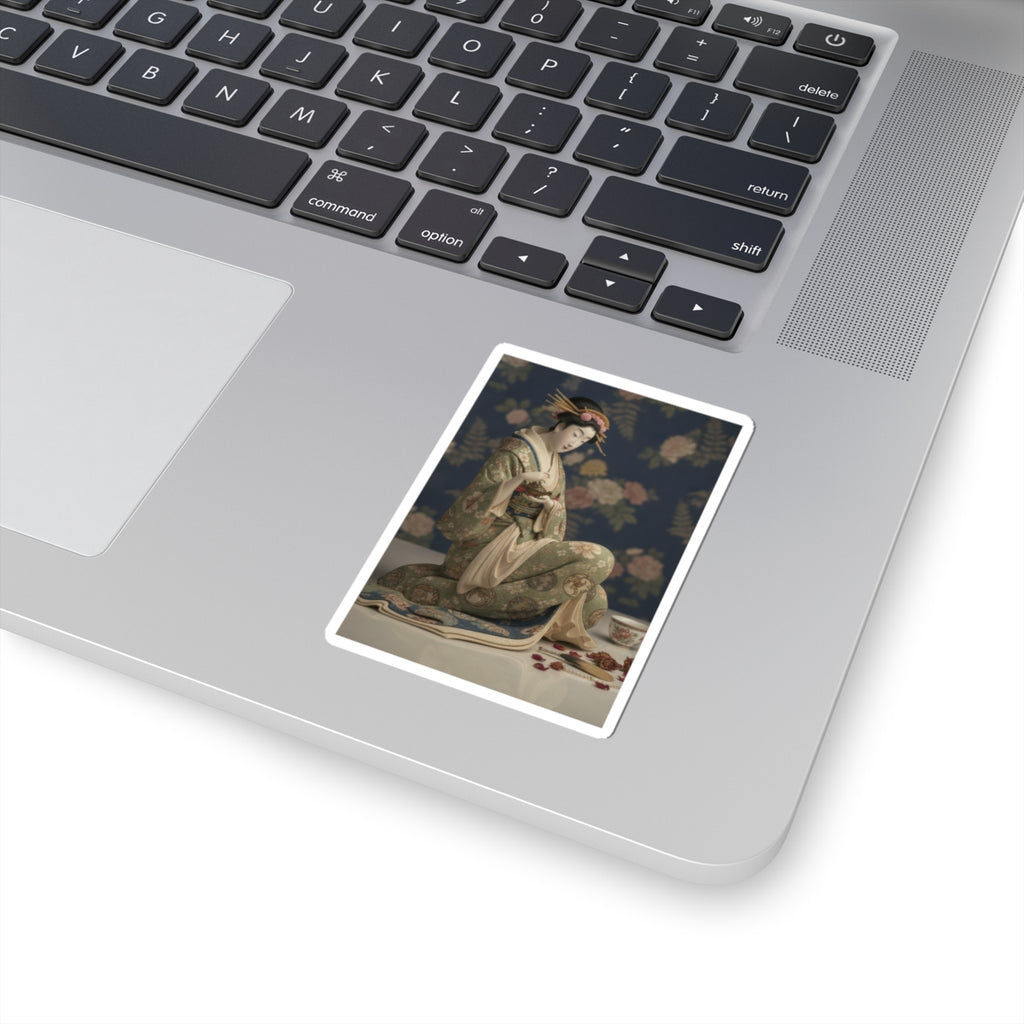 Product Marketing — Konosato Of Takeya Seated, Holding An Incense Burner — Kiss-Cut Sticker