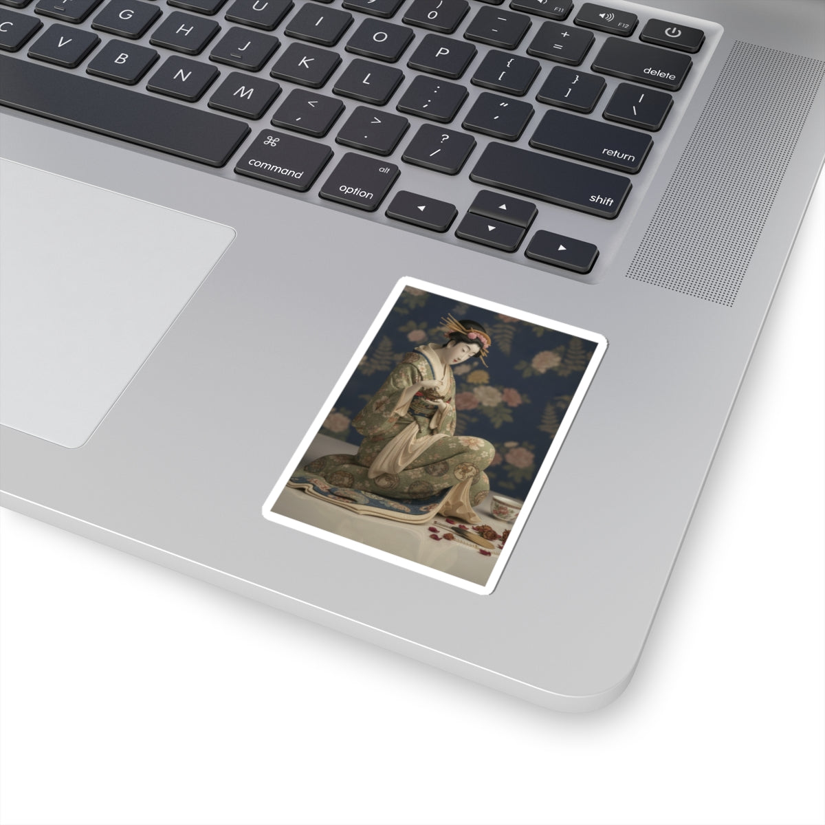 Product Marketing — Konosato Of Takeya Seated, Holding An Incense Burner — Kiss-Cut Sticker