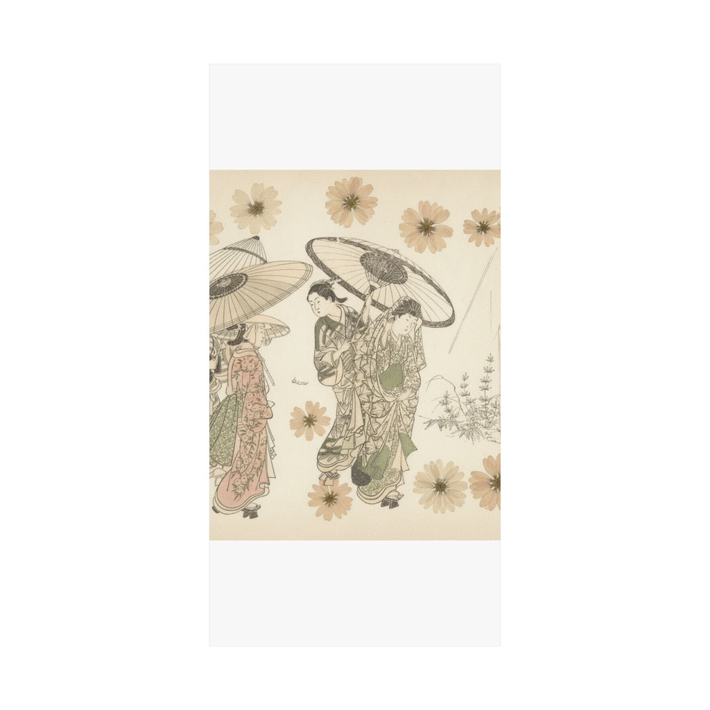 Botanical — A Lady With Three Attendants In The Rain — Matte Poster