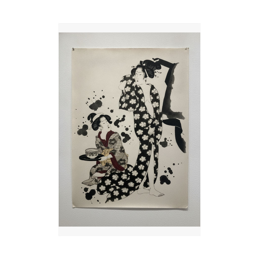 Watercolor — Young Woman Making Her Toilet — Matte Poster