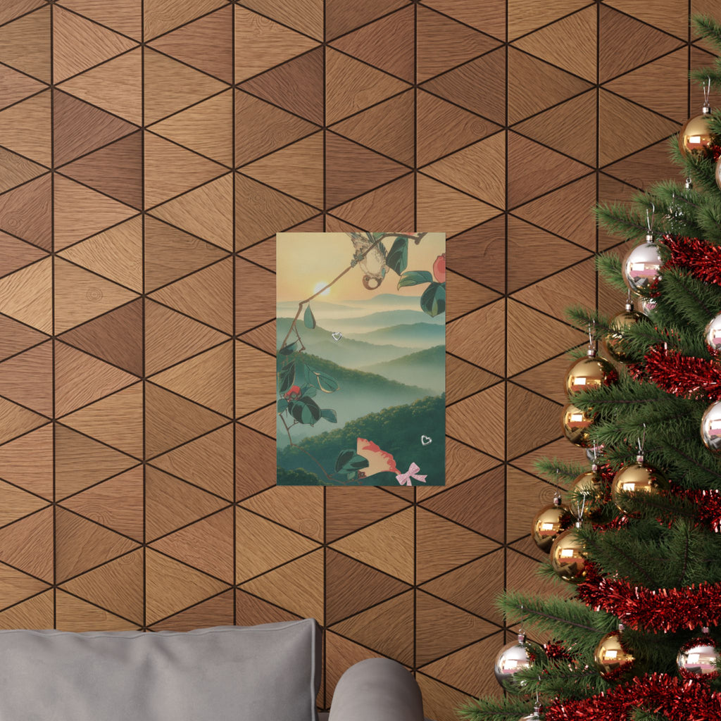 Scenic Nature — Camellia And Bullfinch — Matte Poster