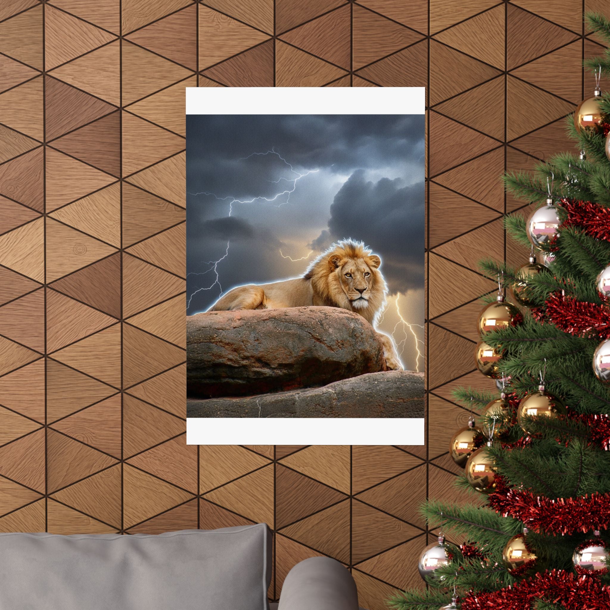 Dramatic Storm — Lion — Matte Poster