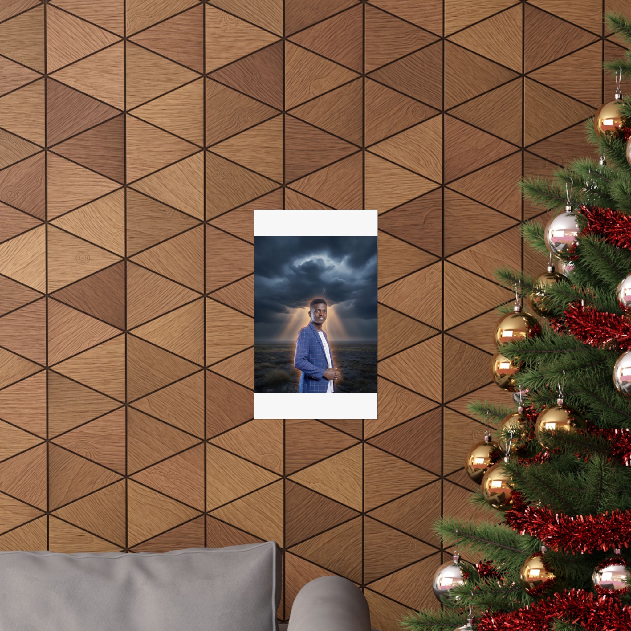 Smiling Man Blue Check Blazer Storm Sunrays Matte Poster