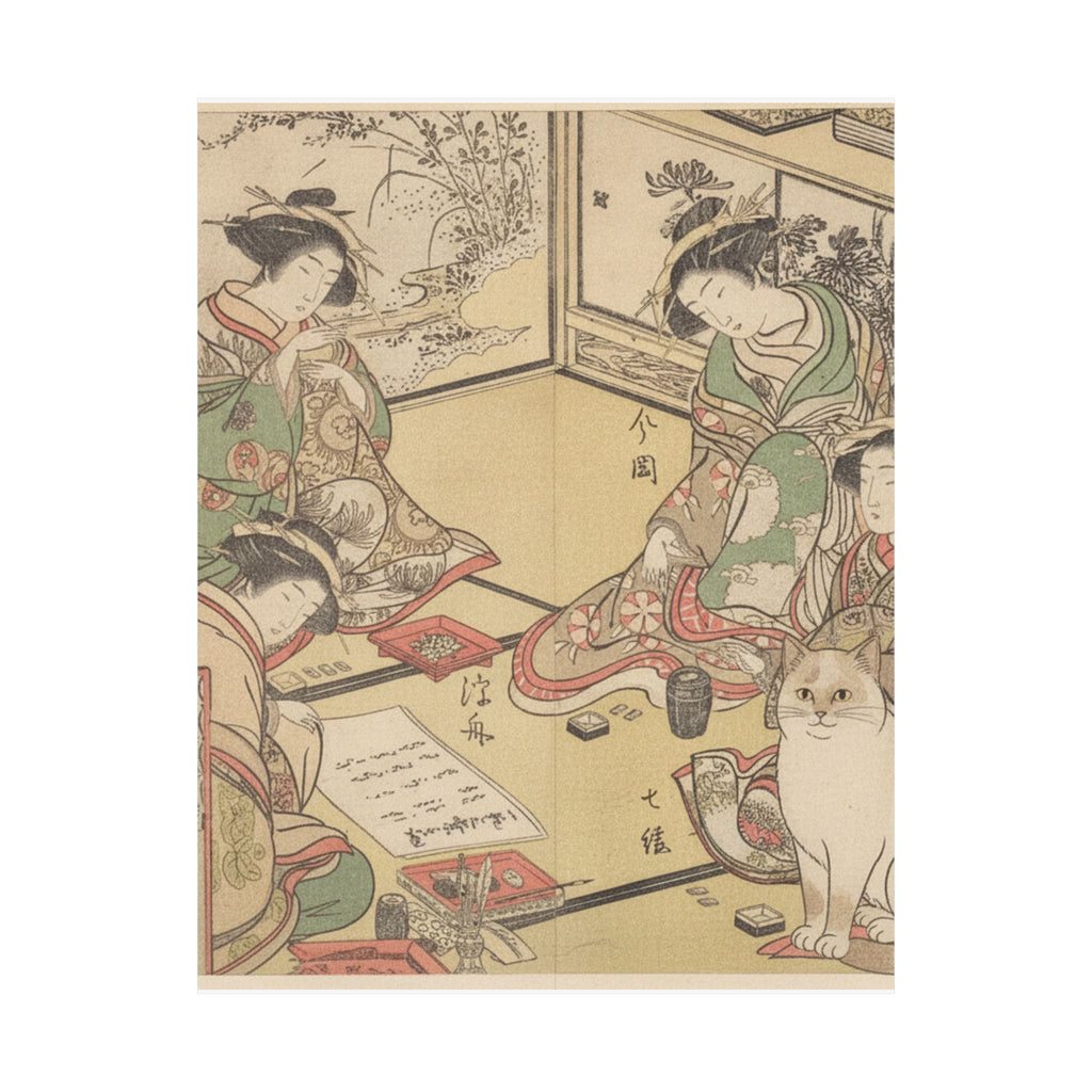Botanical — Four Oiran Of The House Called Kadokana-Ya Playing The Game Of Ko-Awase (Incense — Matte Poster
