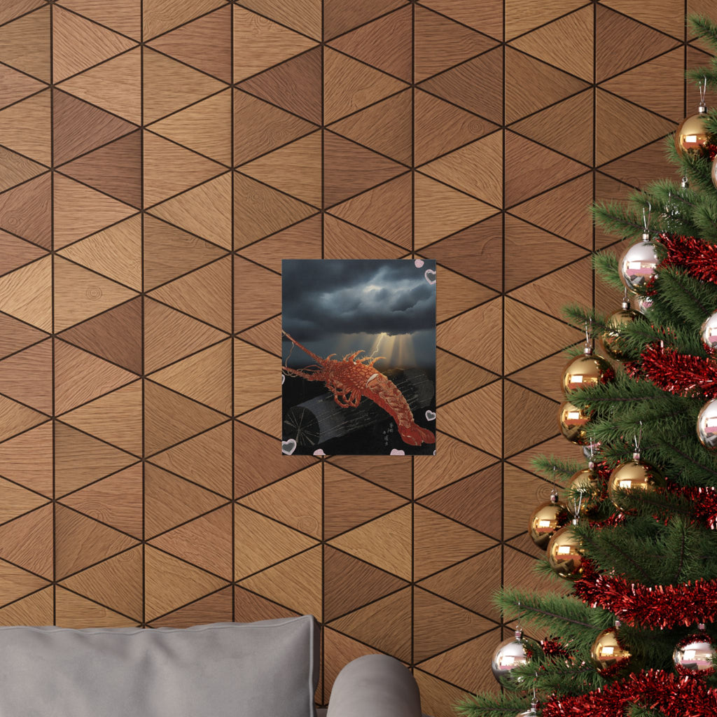 Dramatic Storm — Lobster On A Piece Of Charcoal — Matte Poster