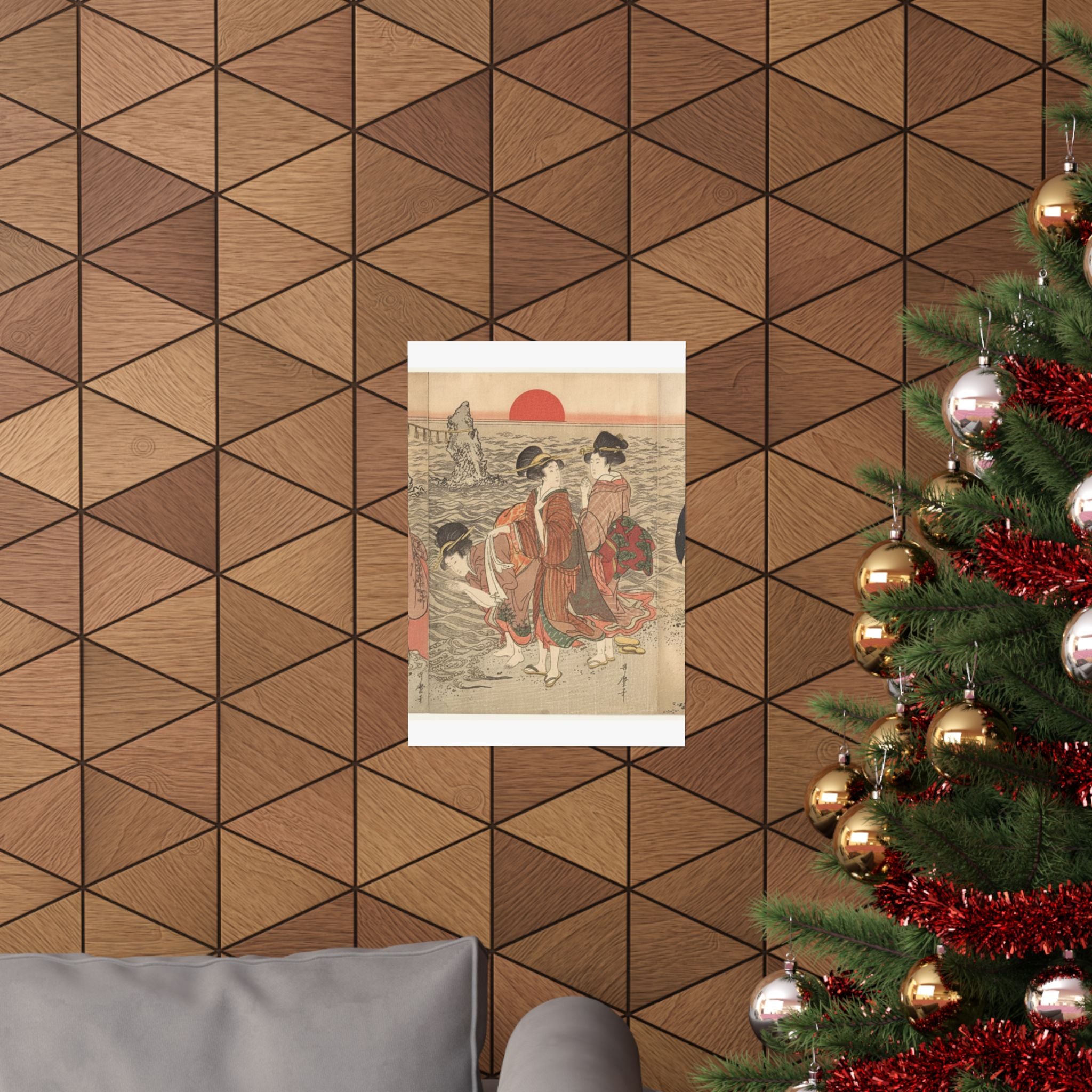 Ecommerce Main — Women Worshipping The Rising Sun Between The Twin Rocks At Ise — Matte Poster