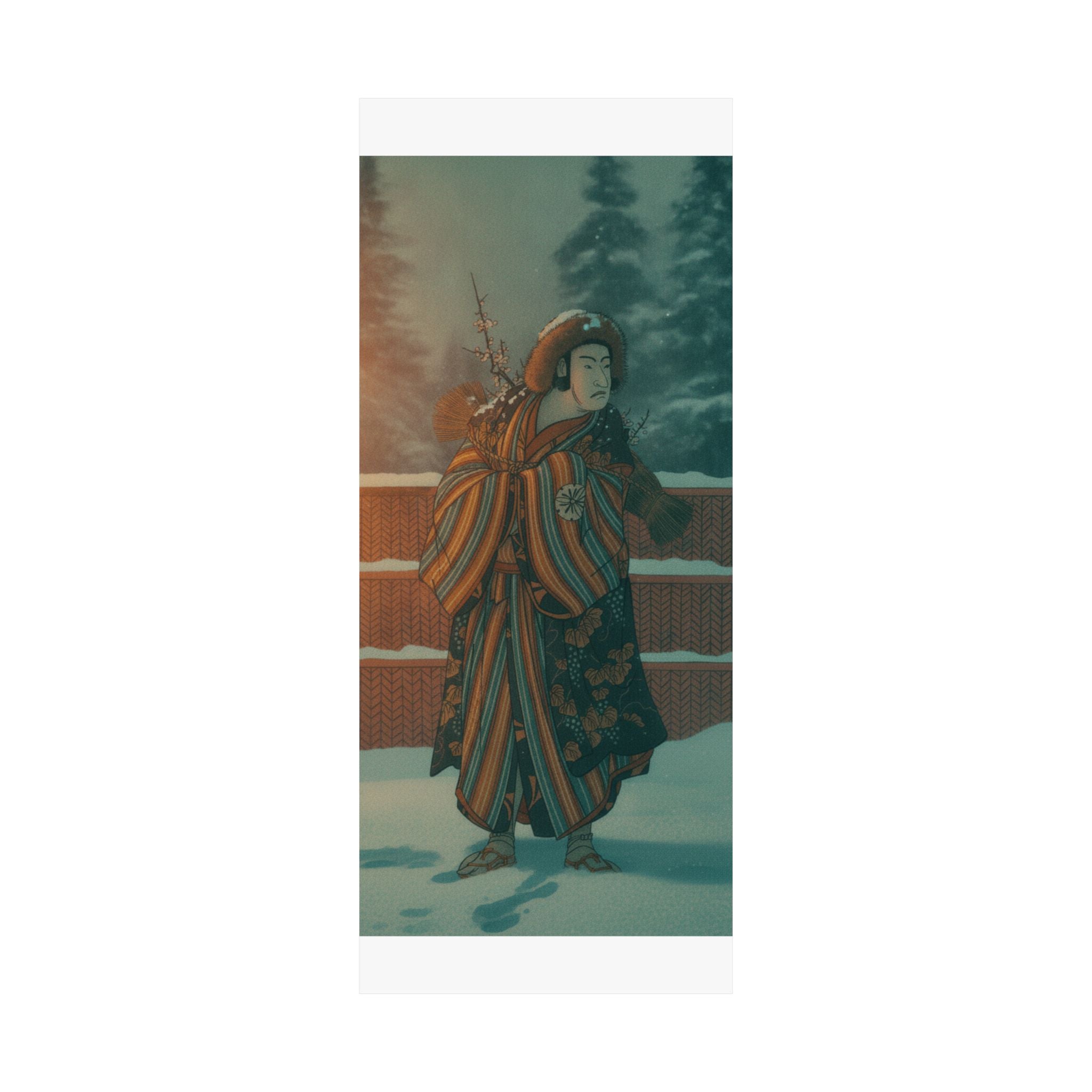 Cinematic — Matsumoto Sumezō As A Man In Winter Attire Standing In The Snow — Matte Poster