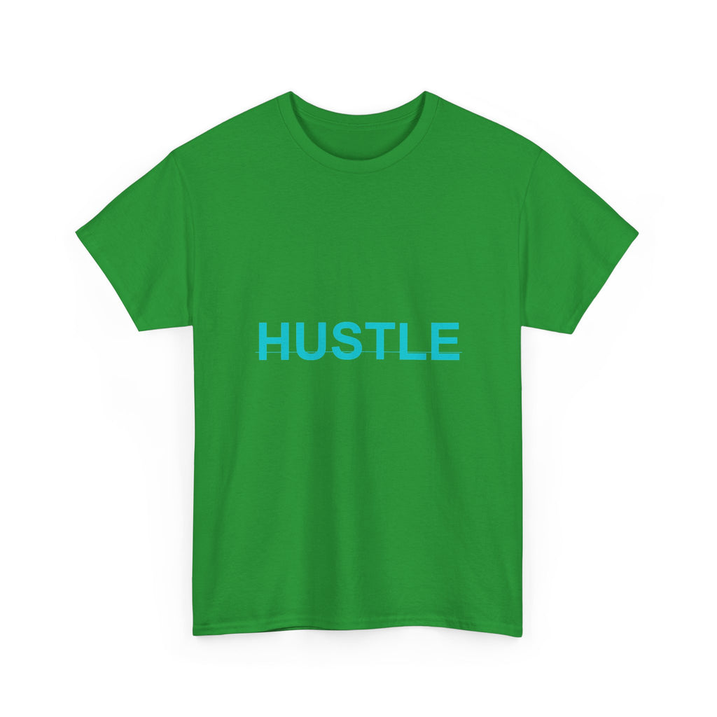 HUSTLE Bold Cyan Wordmark Minimal Graphic Tee