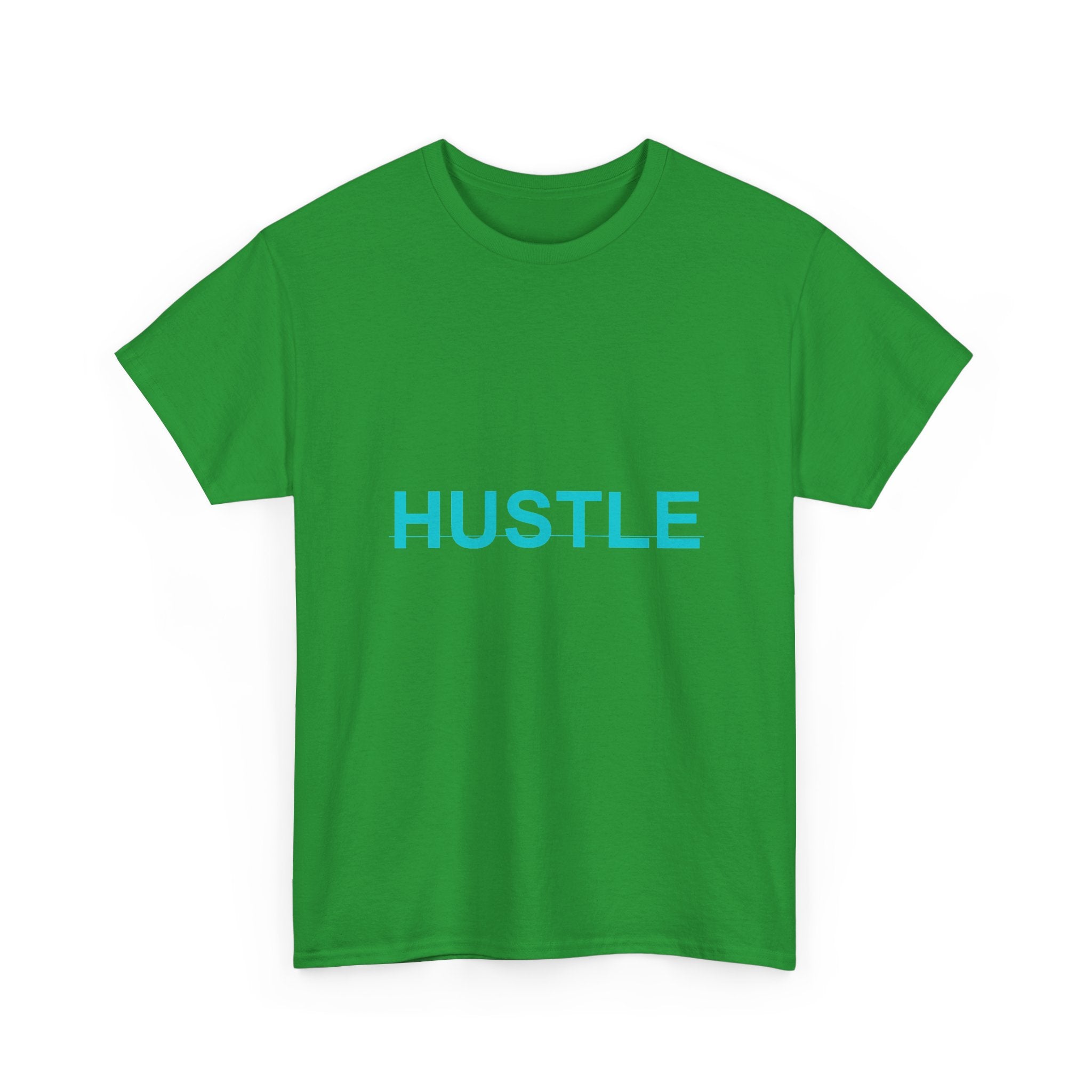 HUSTLE Bold Cyan Wordmark Minimal Graphic Tee