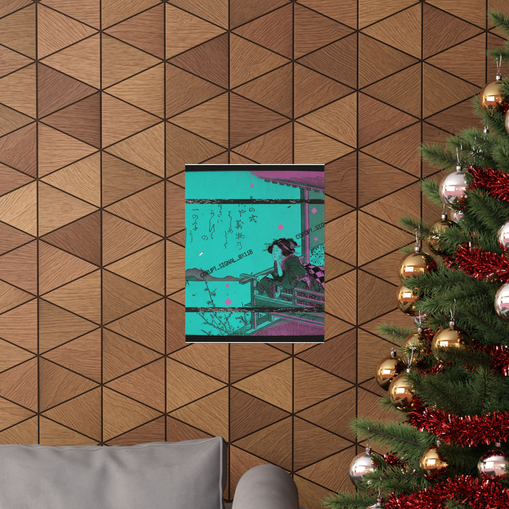 Glitch Culture — Courtesan Leaning On The Railing Of A Veranda — Matte Poster
