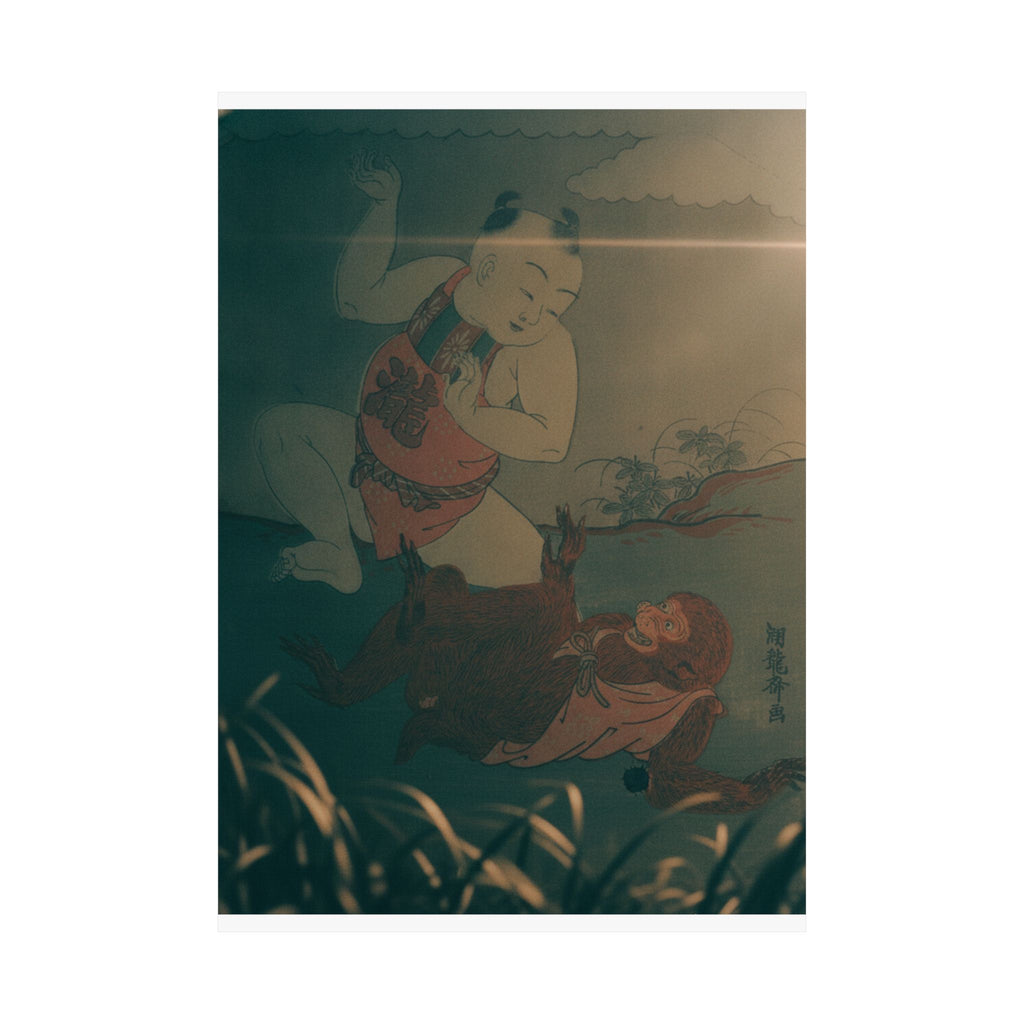 Cinematic — Boy And Monkey Playing — Matte Poster