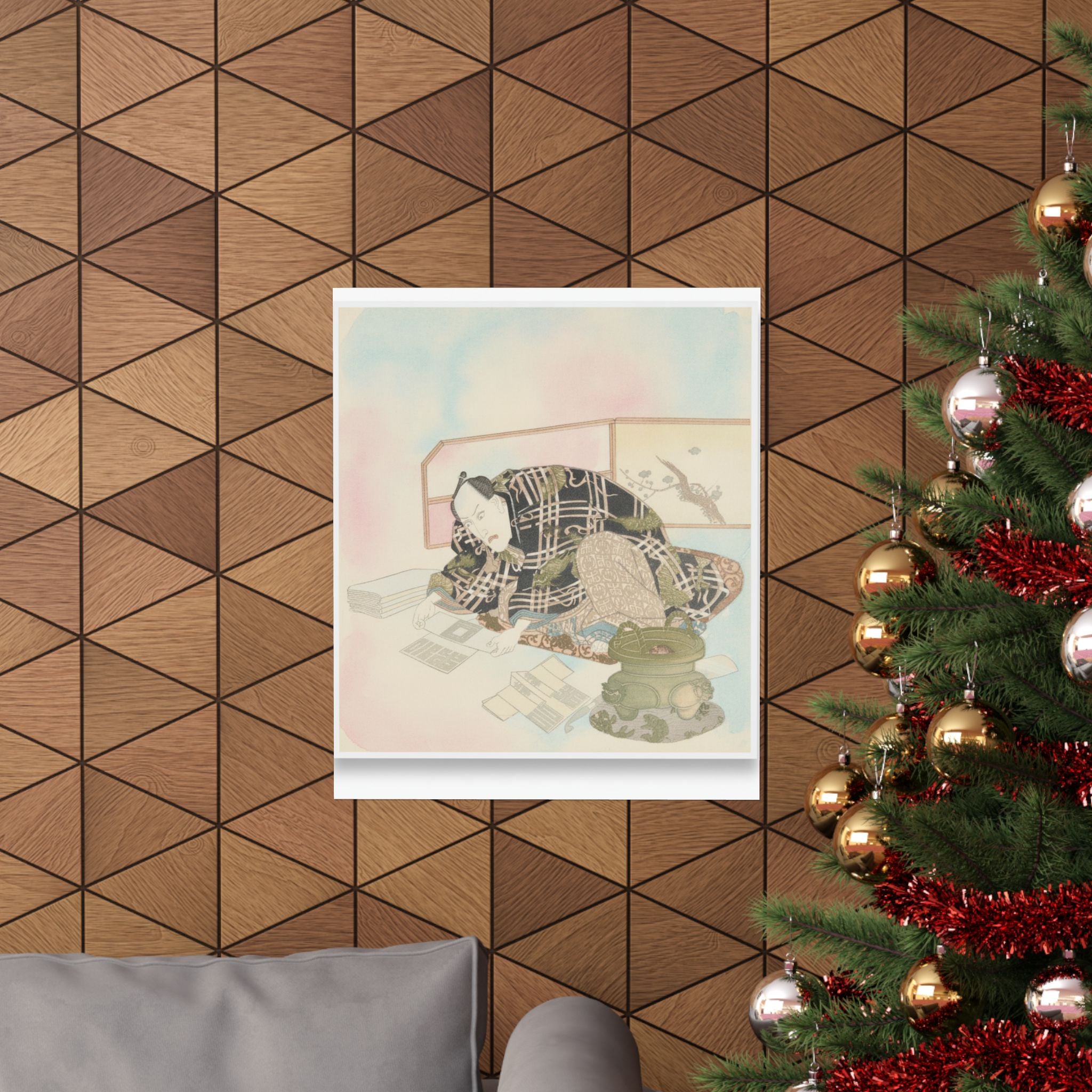 Watercolor — Ichikawa Danjūrō Vii Preparing New Year'S Gifts — Matte Poster