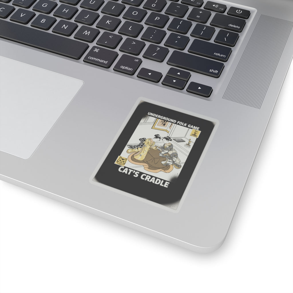 Streetwear Collage — Two Young Women Seated By A Kotatsu Playing Cat'S Cradle — Kiss-Cut Sticker