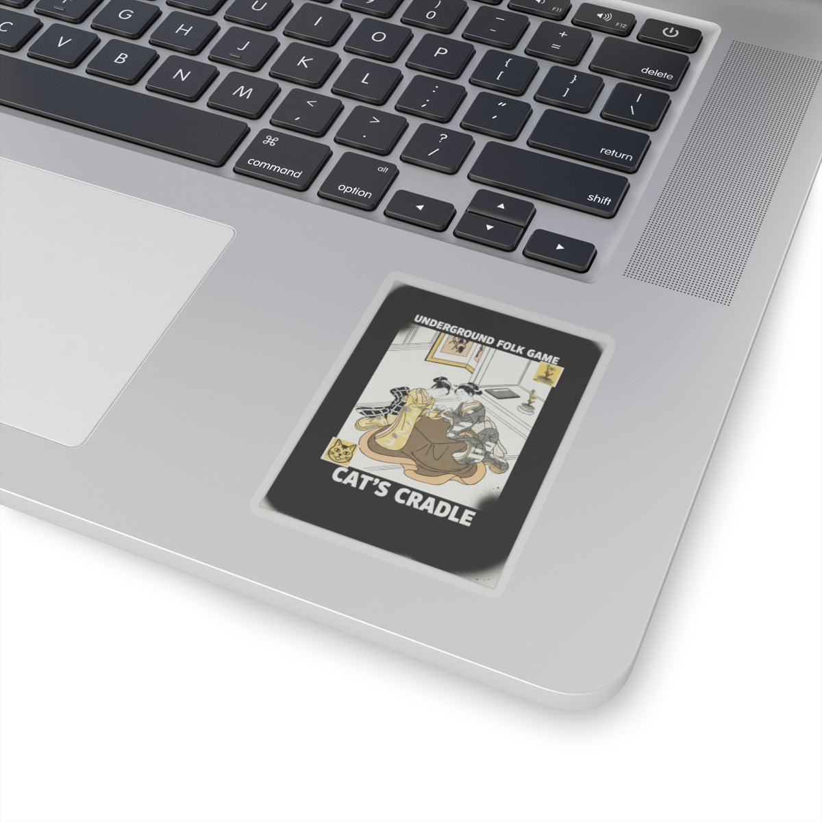 Streetwear Collage — Two Young Women Seated By A Kotatsu Playing Cat'S Cradle — Kiss-Cut Sticker