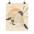 Botanical — White Crane Flying Across The Sun'S Disc — Matte Poster