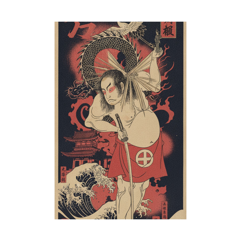Japanese Street — The Third Otani Hiroji As A Man Clothed Only With A Red Apron — Matte Poster
