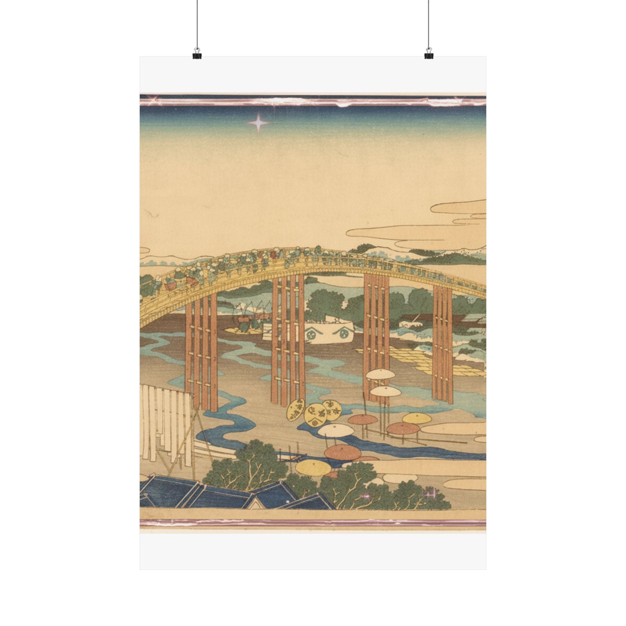 Scenic Nature — Yahagi Bridge At Okazaki On The Tōkaidō (Tōkaidō Okazaki Yahagi No Hashi), From  — Matte Poster