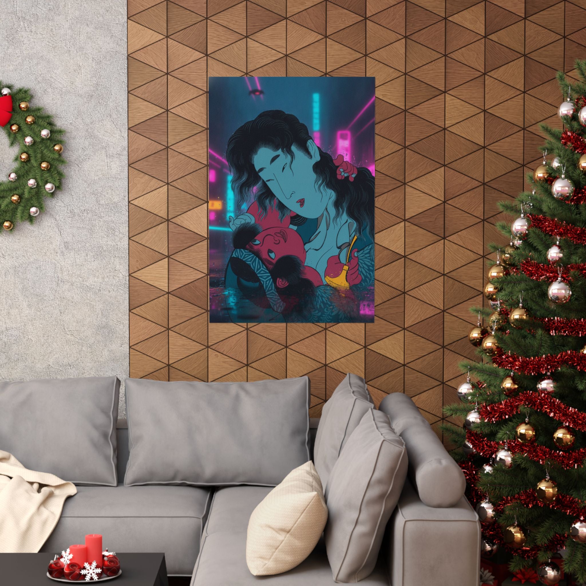 Neon Noir — Yamauba Playing With Kintarō — Matte Poster