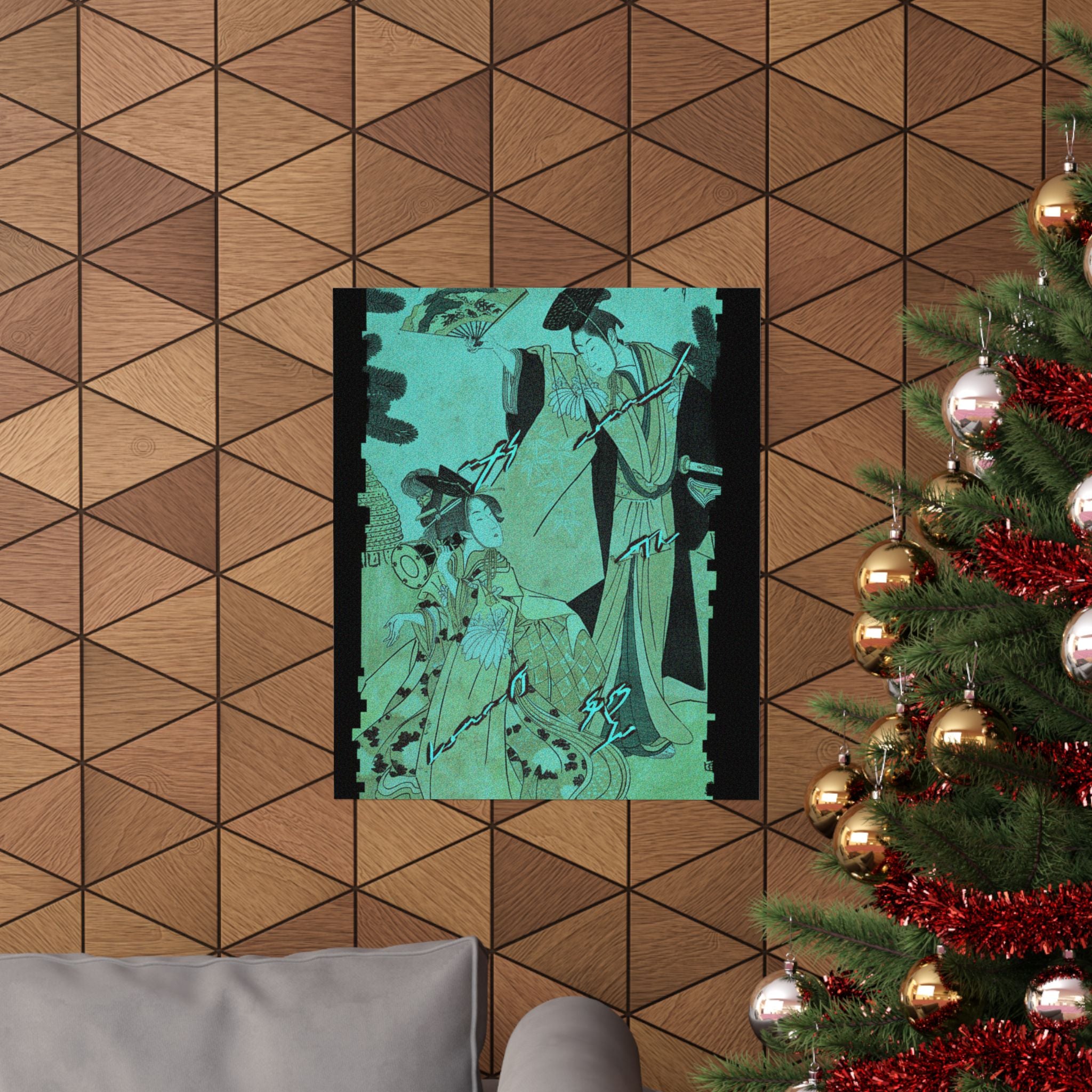 Glitch Culture — Young Lady With Drum And Man With Fan Saluting Her — Matte Poster