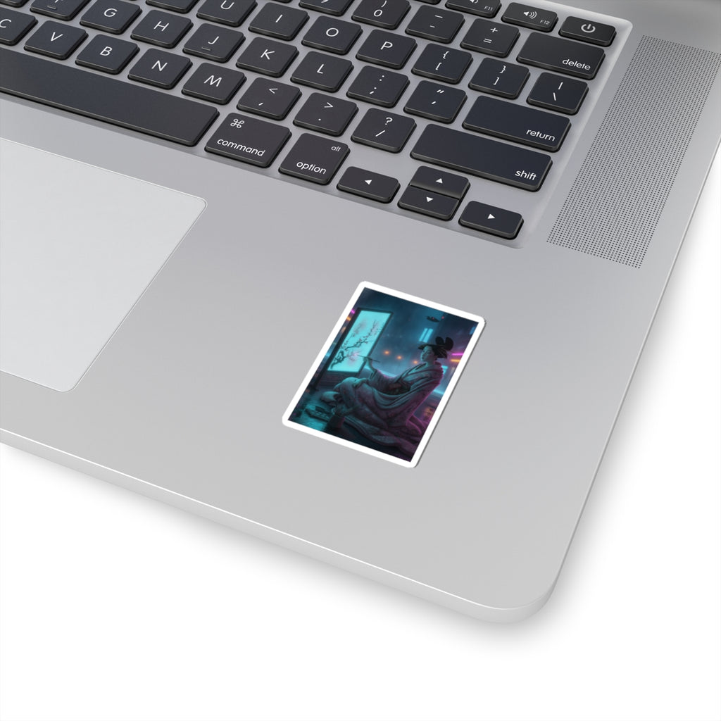 Neon Noir — Young Woman Painting A Screen — Kiss-Cut Sticker