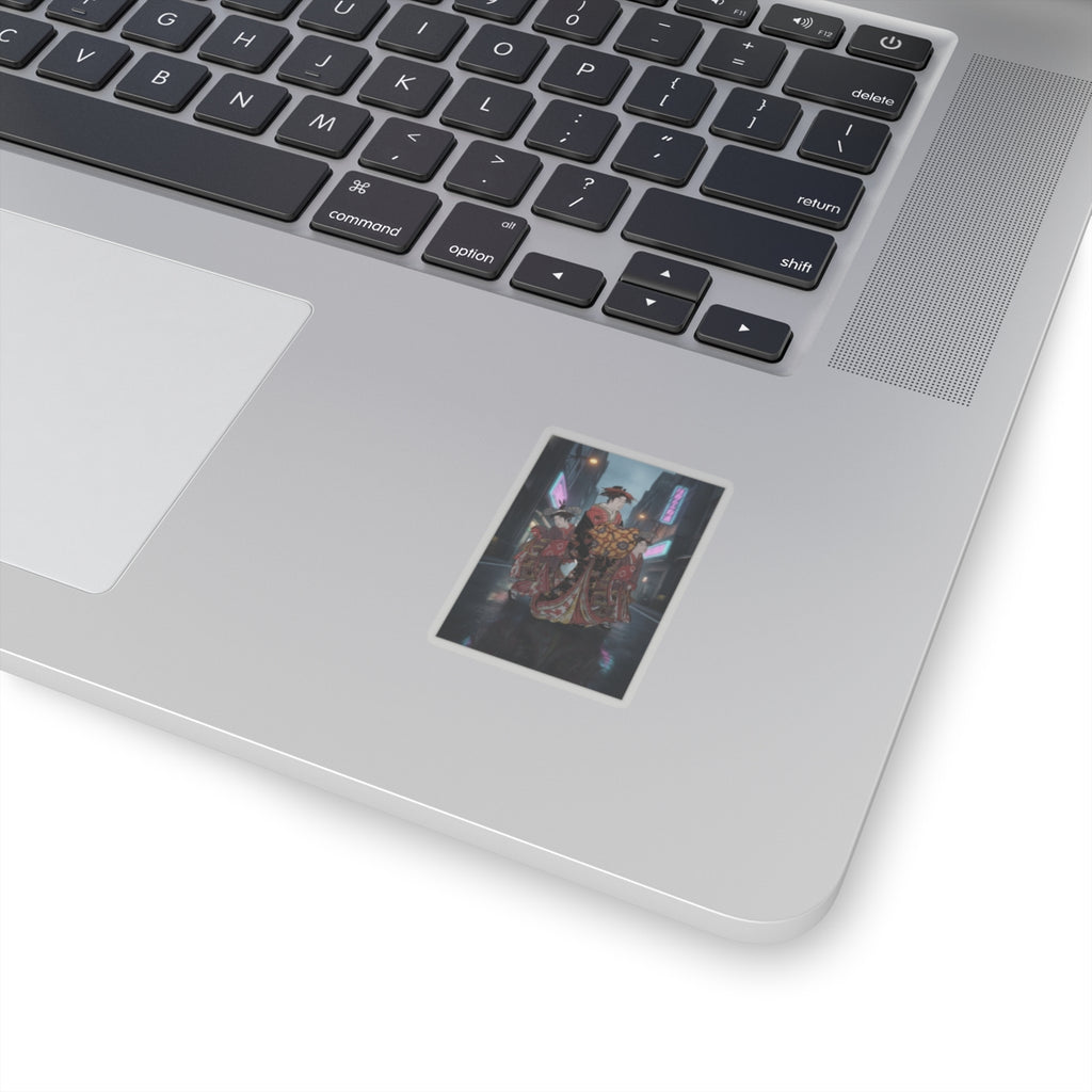 Fast Furious — An Oiran Accompanied By Two Kamuro — Kiss-Cut Sticker