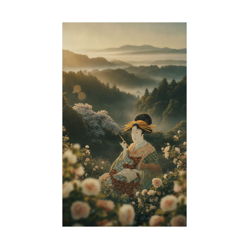 Scenic Nature — Courtesan With Book And Hair-Pin — Matte Poster