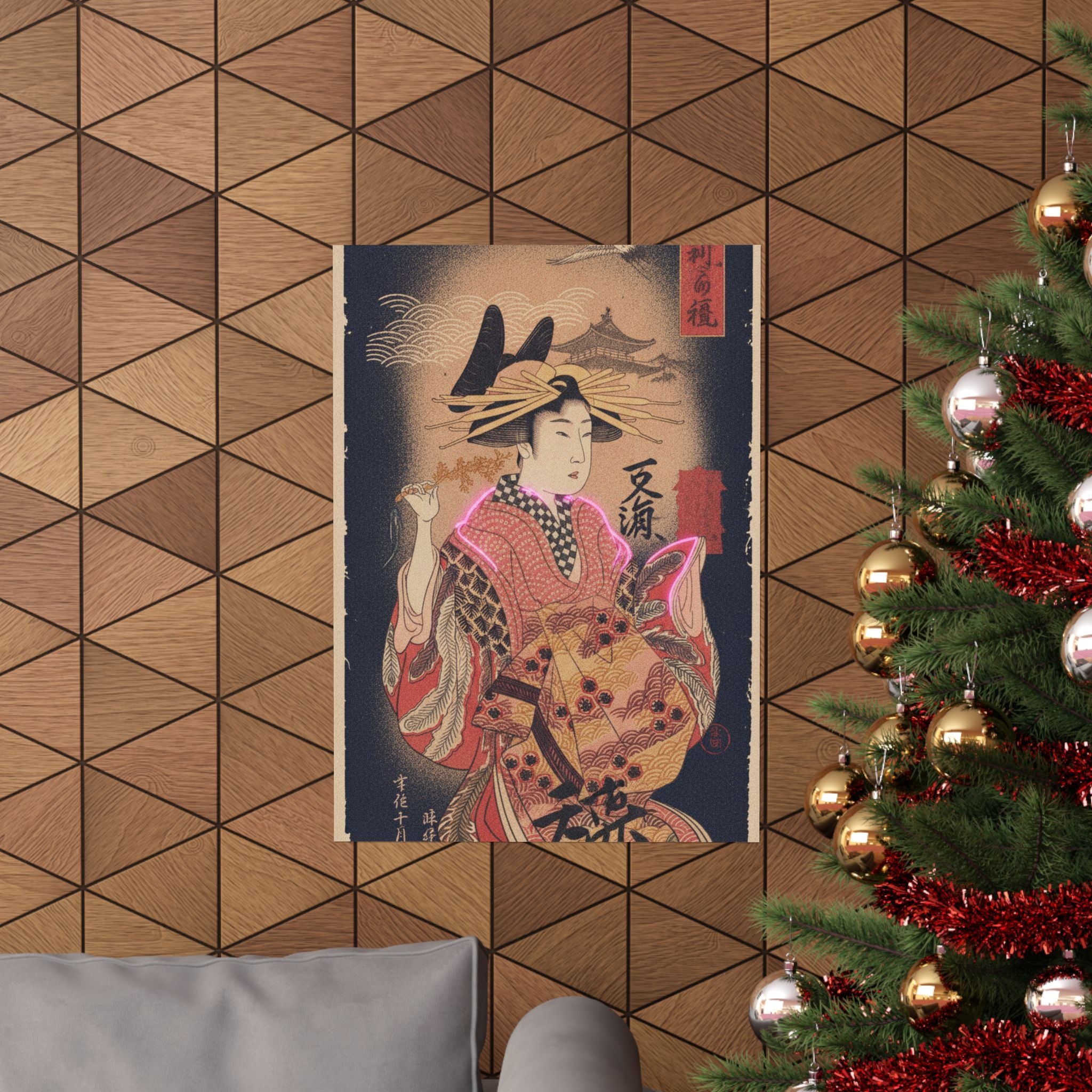 Japanese Street — Courtesan With Branch Of Seri — Matte Poster