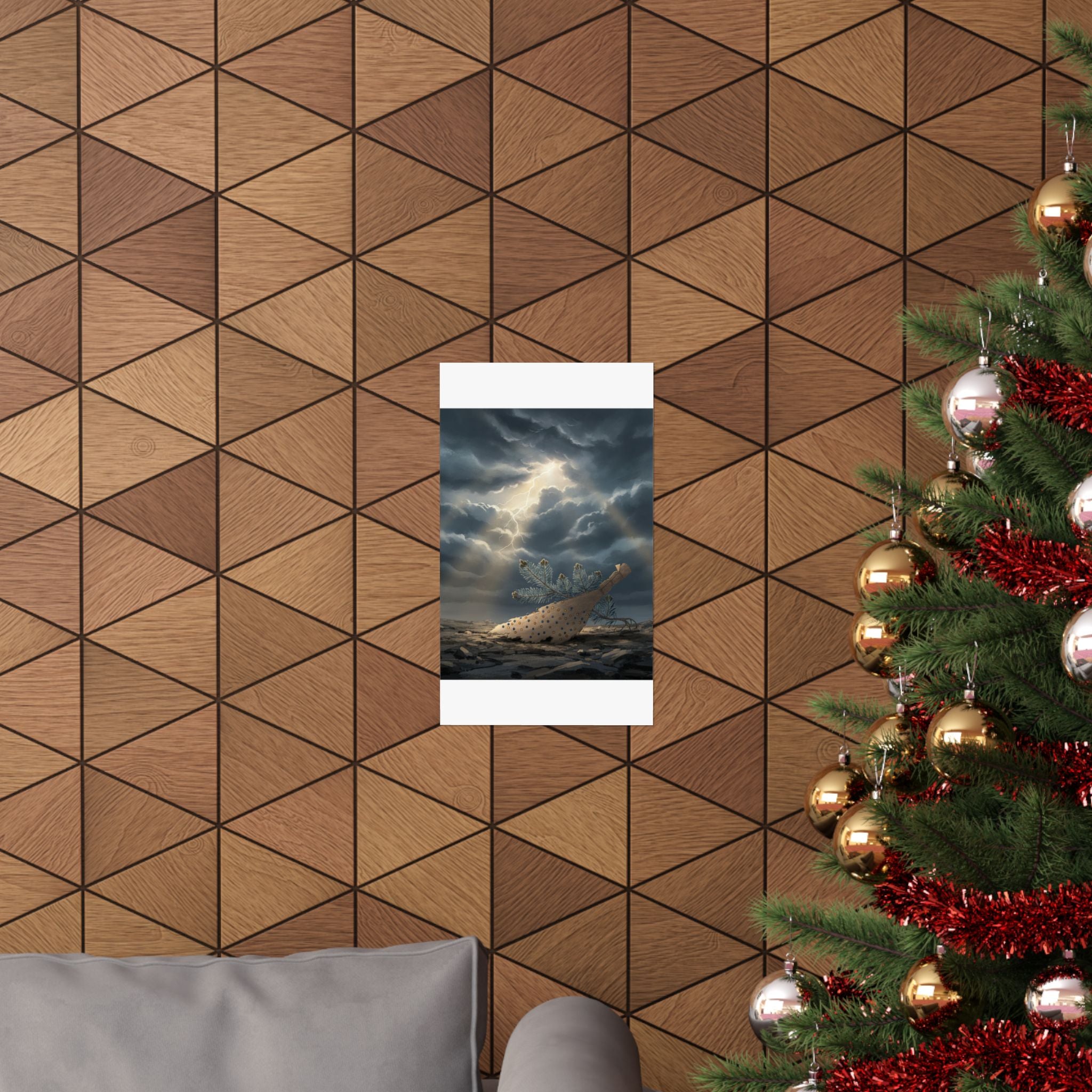 Dramatic Storm — Young Pine Tree And Jeweled Broom — Matte Poster