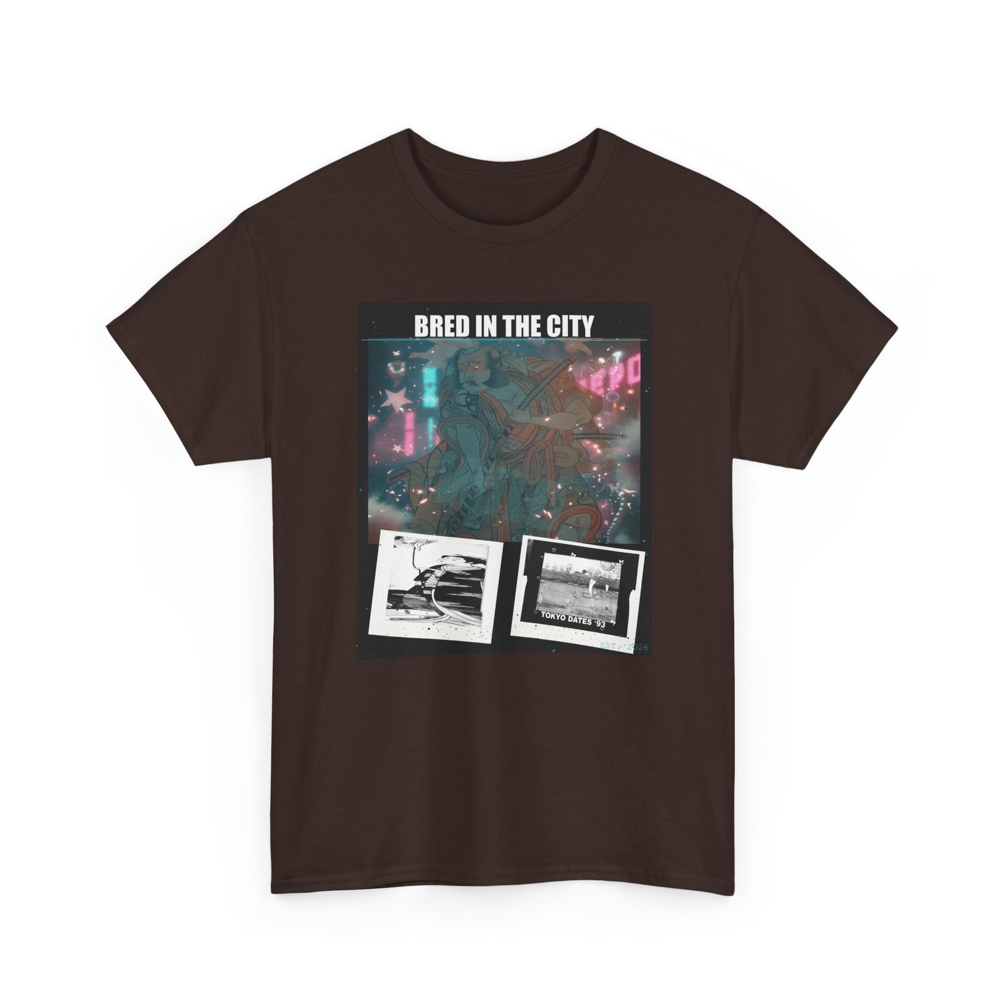 BRED IN THE CITY Neon Night Photo Collage Graphic Tee