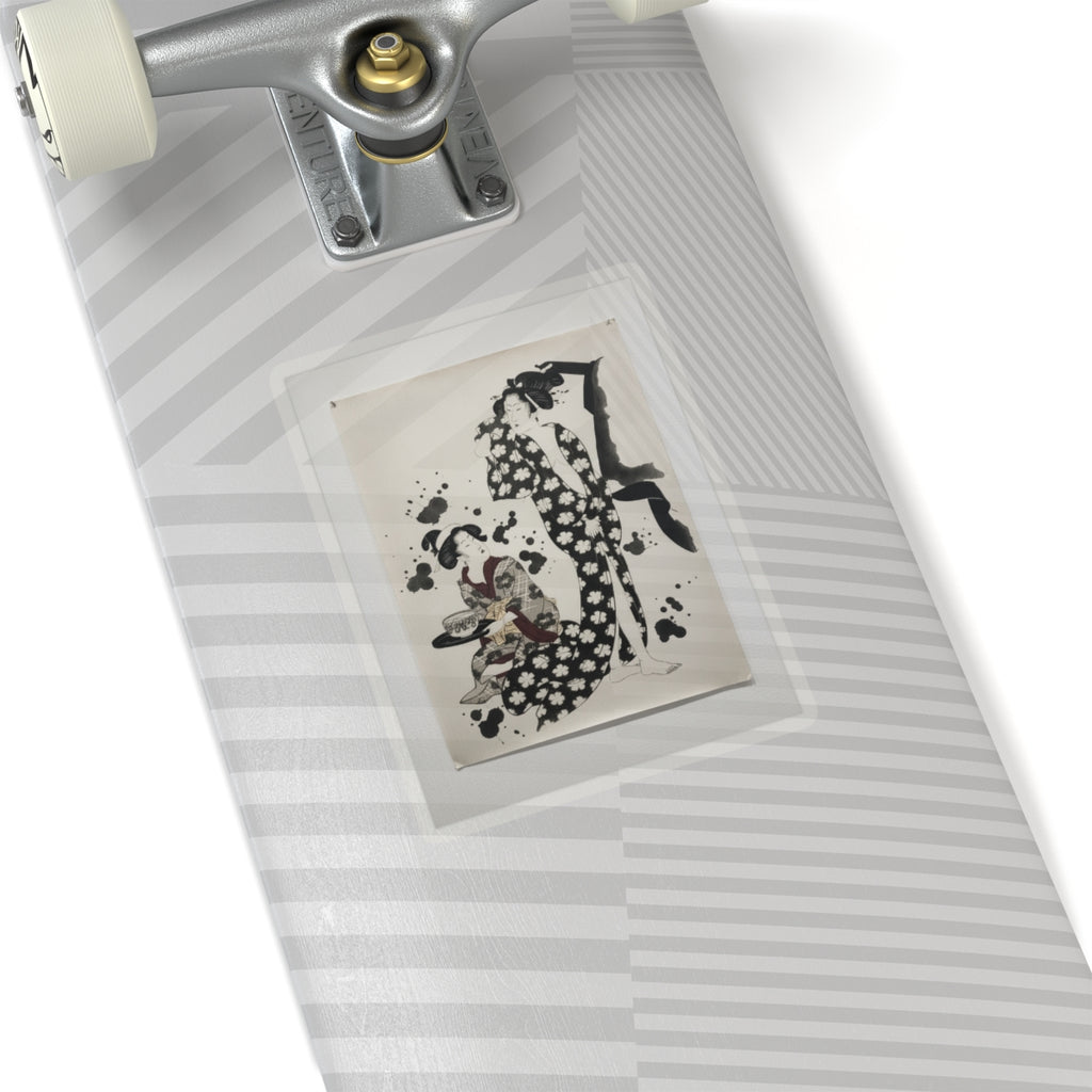 Watercolor — Young Woman Making Her Toilet — Kiss-Cut Sticker