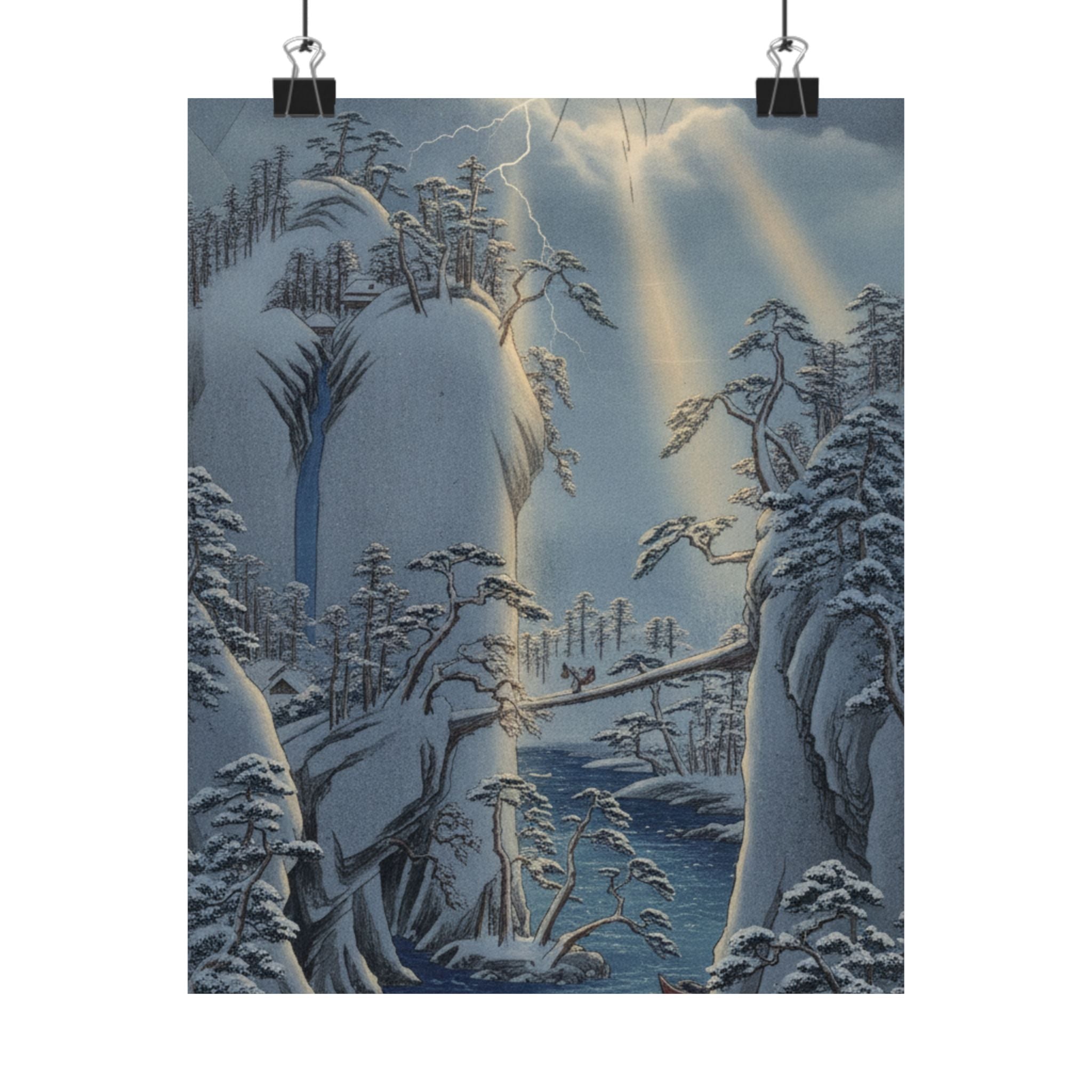 Dramatic Storm — River Gorge In Snow — Matte Poster